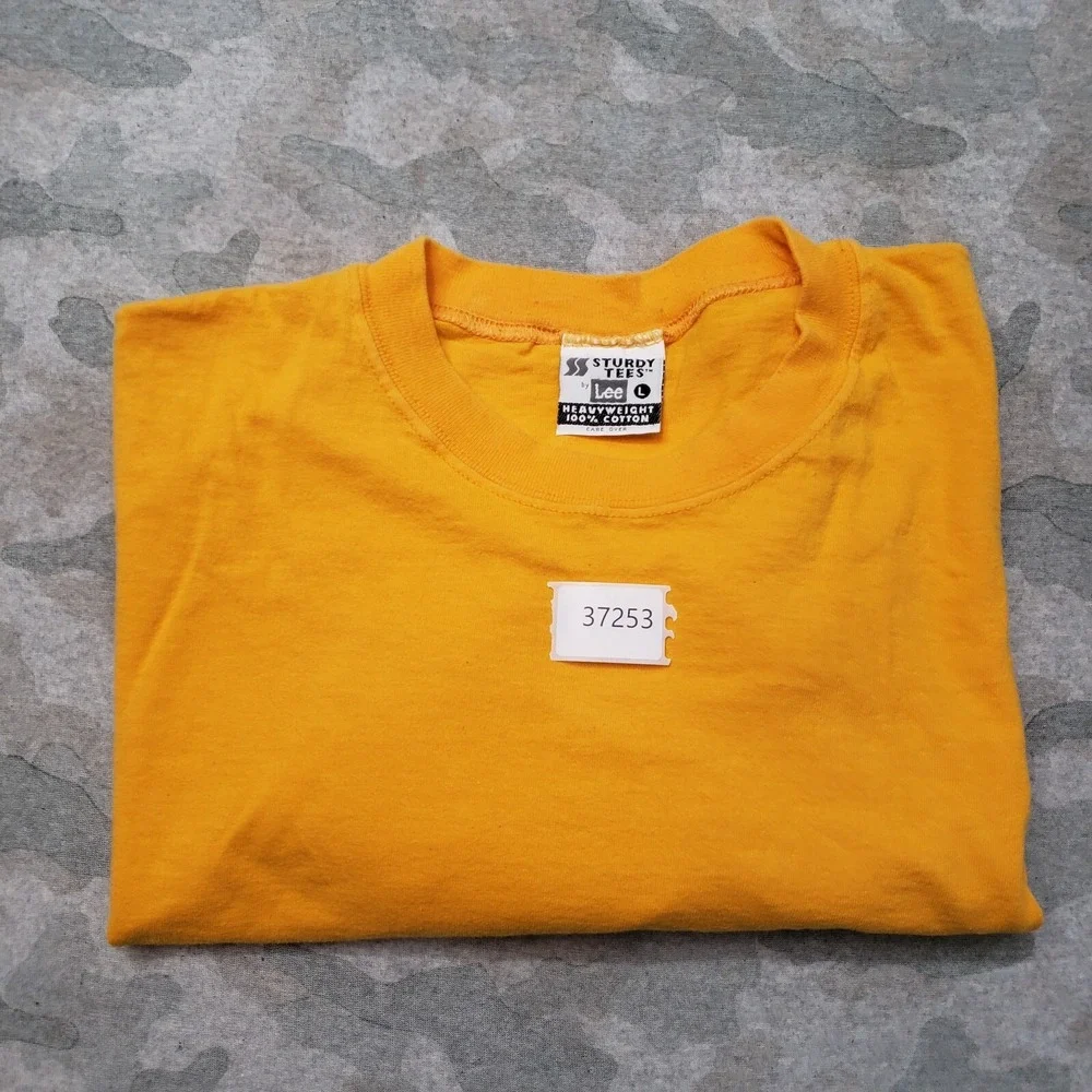 Vintage Lee‎ Shirt Mens Large Yellow Blank Heavyweight Sturdy Tees Short Sleeve